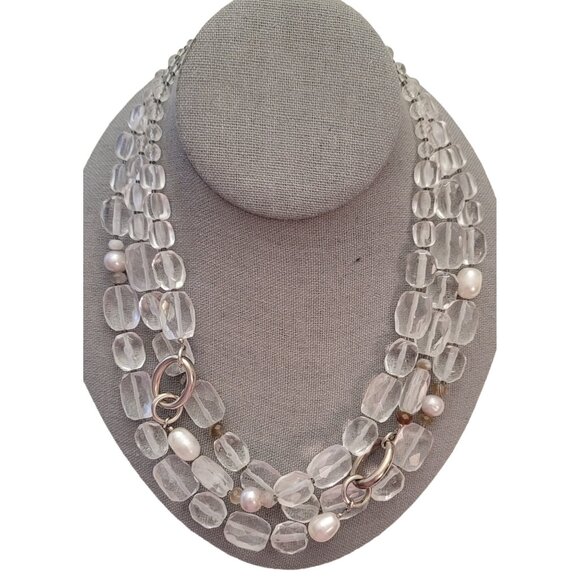 Silpada Sterling Silver Glass, Quartz Multi Strand Necklace 20" Long, E886 - Picture 3 of 9